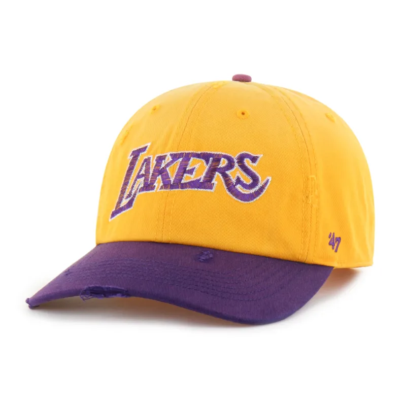 LOS ANGELES LAKERS HARDWOOD CLASSICS WORN SCRIPT '47 CLEAN UP MF MID FIT made by 47