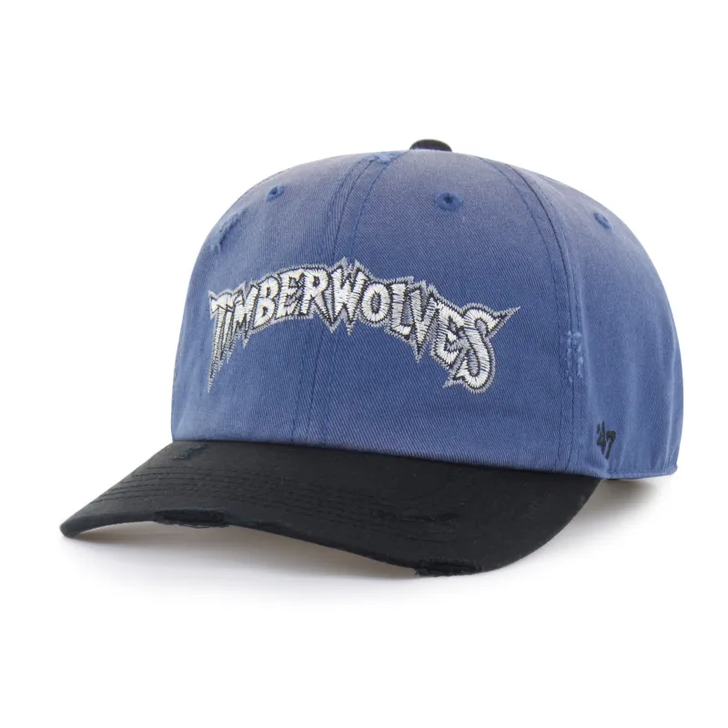 MINNESOTA TIMBERWOLVES HARDWOOD CLASSICS WORN SCRIPT '47 CLEAN UP MF MID FIT made by 47