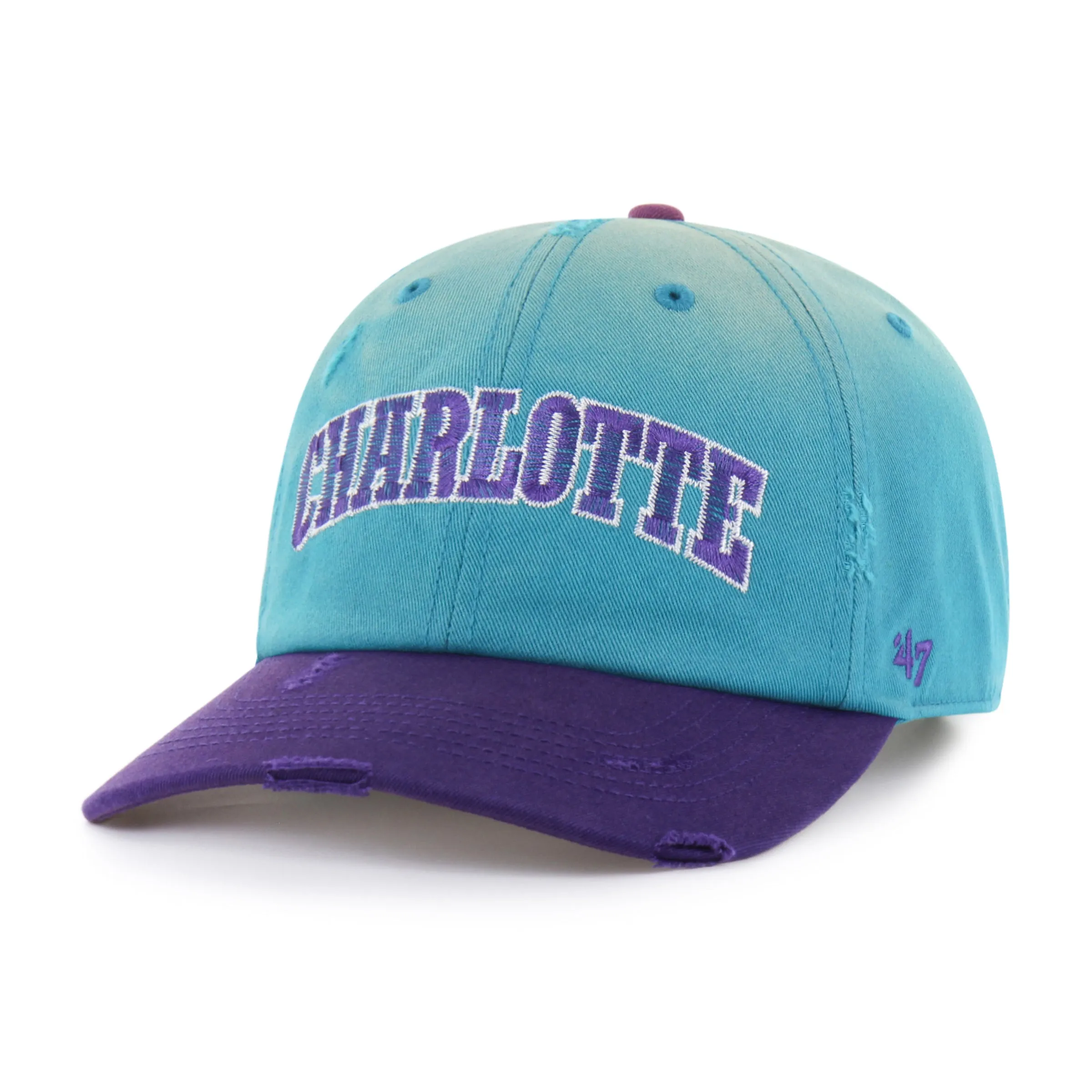 CHARLOTTE HORNETS HARDWOOD CLASSICS WORN SCRIPT '47 CLEAN UP MF MID FIT sold by 47
