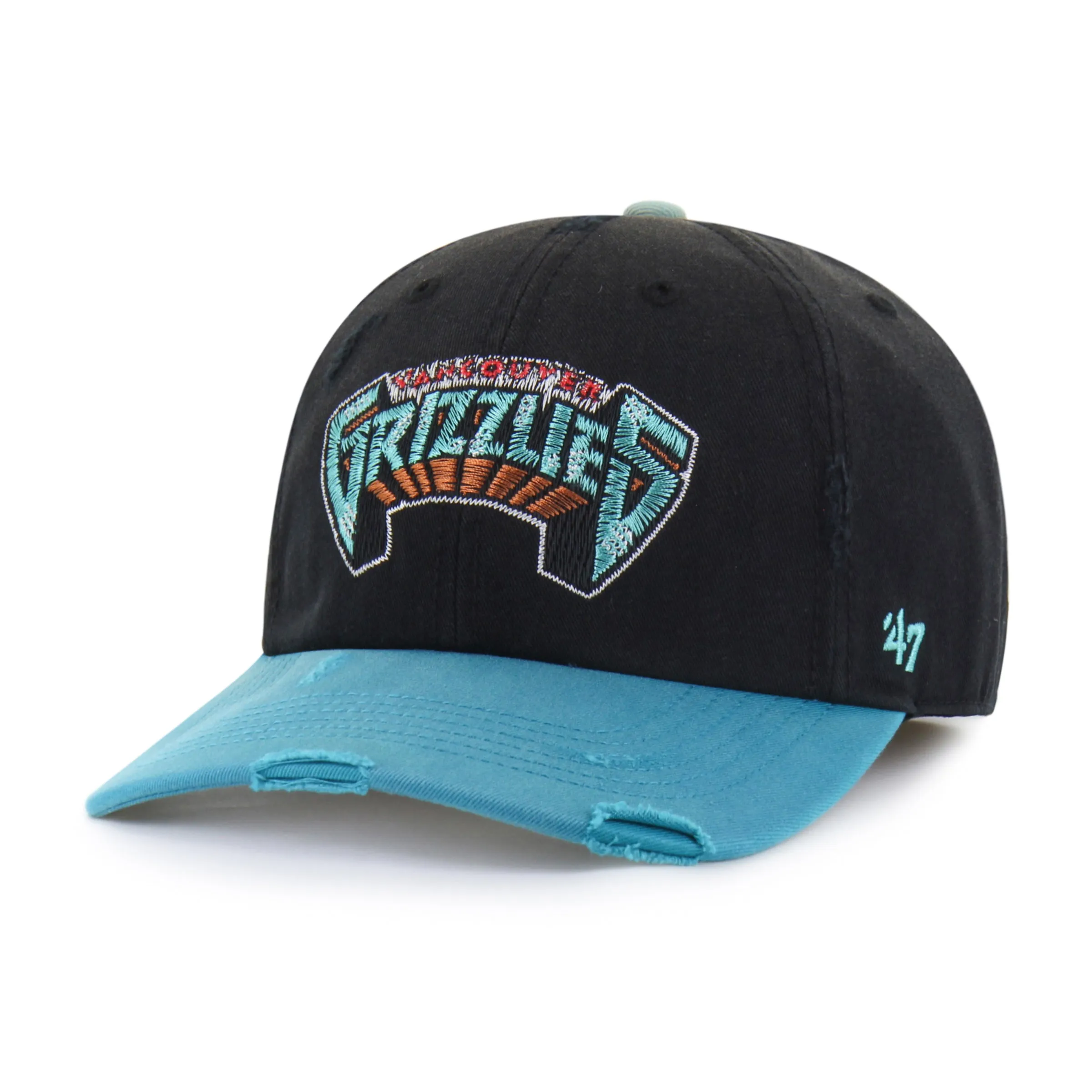 VANCOUVER GRIZZLIES HARDWOOD CLASSICS WORN SCRIPT '47 CLEAN UP MF MID FIT sold by 47