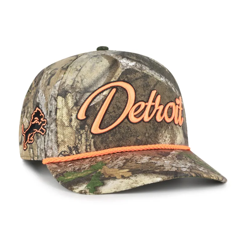 DETROIT LIONS OVERHAND SCRIPT REALTREE '47 HITCH RELAXED FIT sold by 47