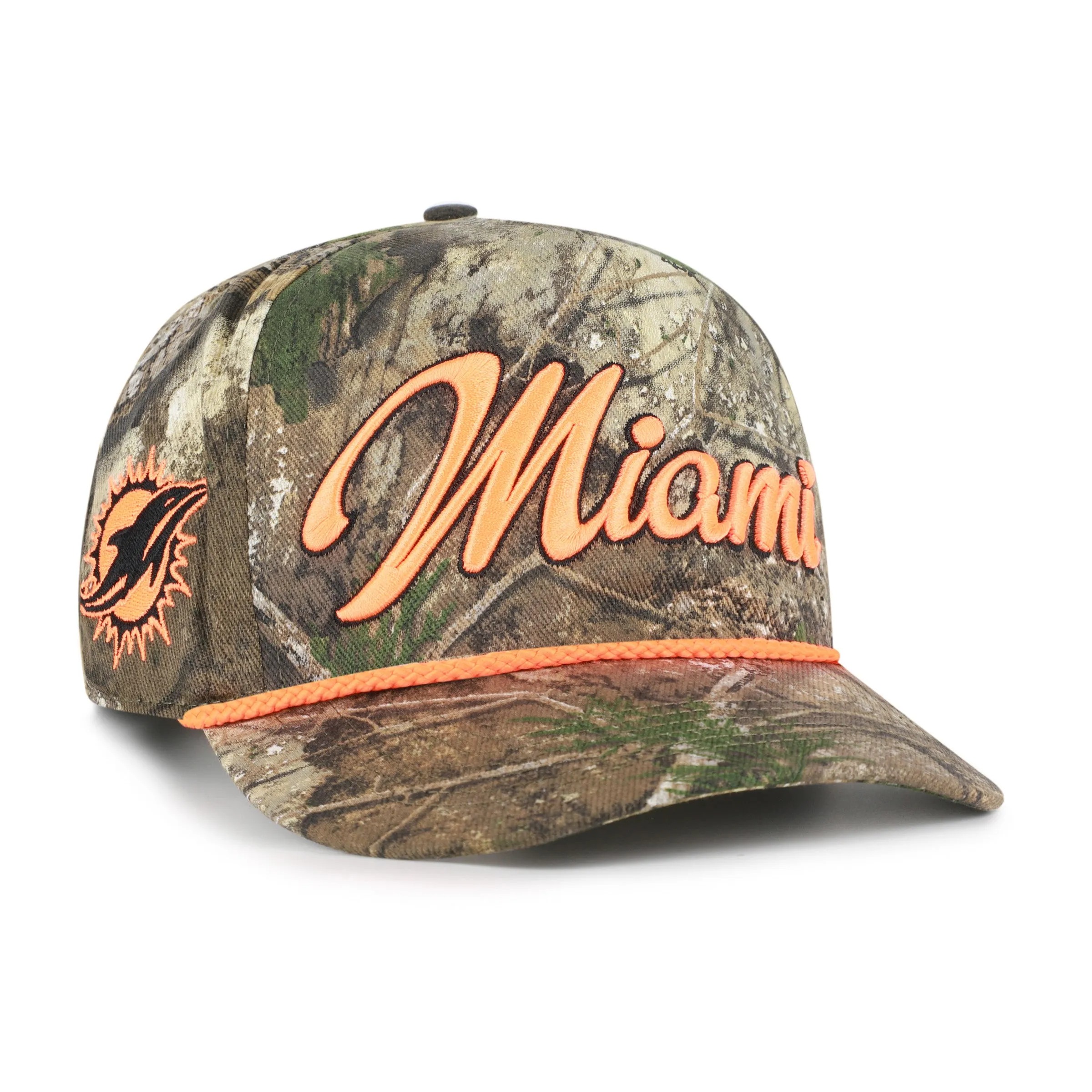 MIAMI DOLPHINS OVERHAND SCRIPT REALTREE '47 HITCH RELAXED FIT sold by 47