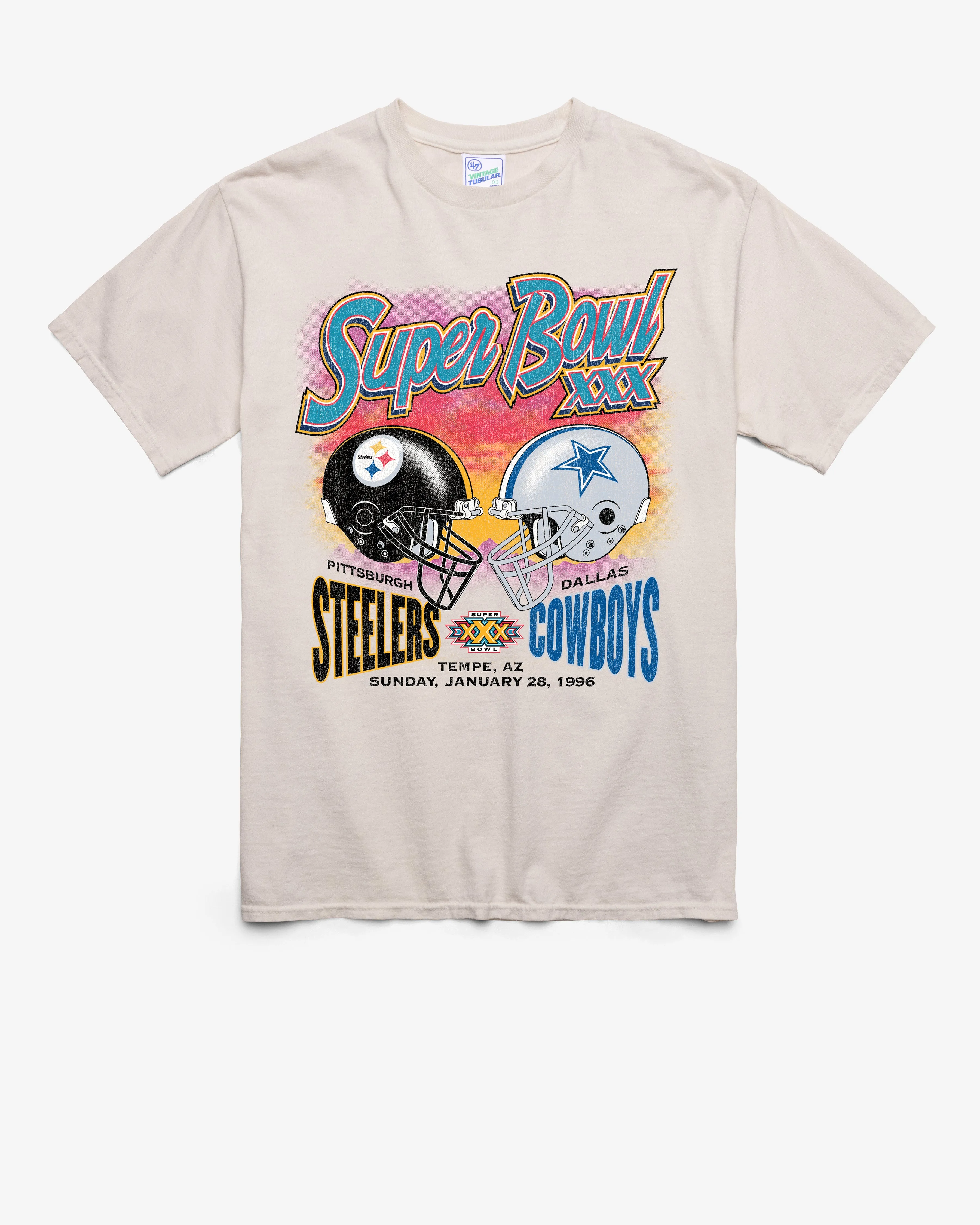 PITTSBURGH STEELERS X DALLAS COWBOYS SUPER BOWL GRIDIRON DUELING '47 TUBULAR TEE sold by 47