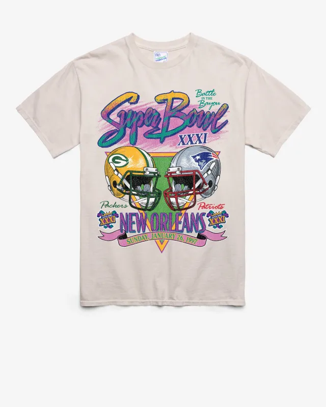 GREEN BAY PACKERS X NEW ENGLAND PATRIOTS SUPER BOWL GRIDIRON DUELING '47 TUBULAR TEE sold by 47