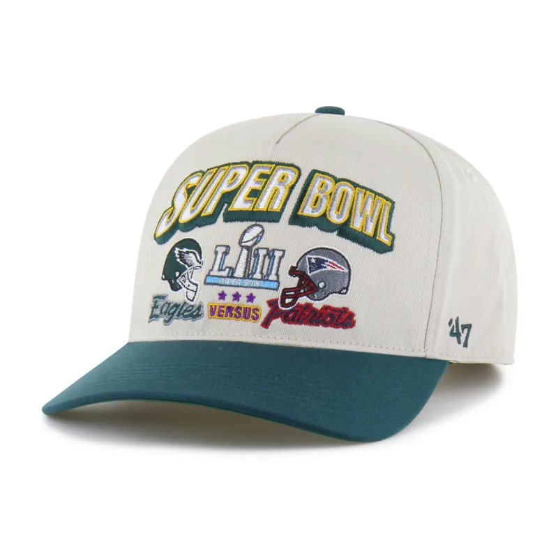 PHILADELPHIA EAGLES X NEW ENGLAND PATRIOTS SUPER BOWL GRIDIRON DUELING ARCH CHAMP '47 HITCH RF RELAXED FIT sold by 47