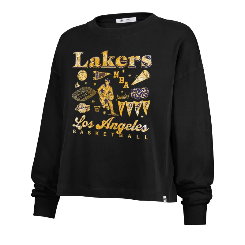 LOS ANGELES LAKERS TEAM COLLAGE '47 SYDNEY LONG SLEEVE TEE WOMENS made by 47