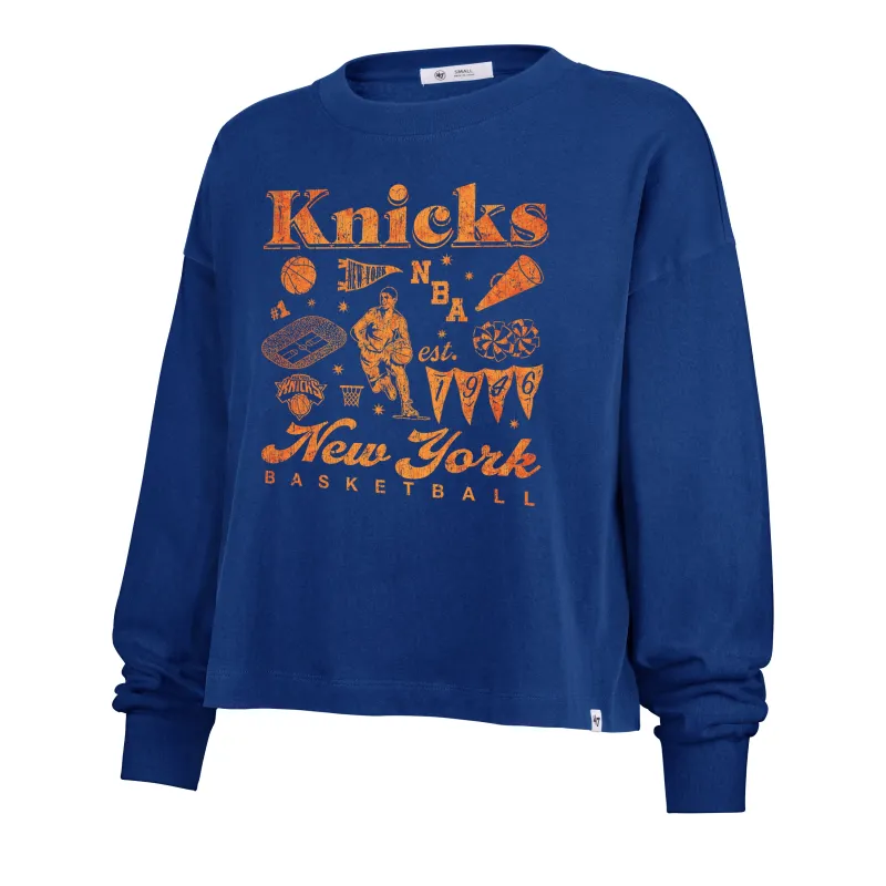 NEW YORK KNICKS TEAM COLLAGE '47 SYDNEY LONG SLEEVE TEE WOMENS made by 47