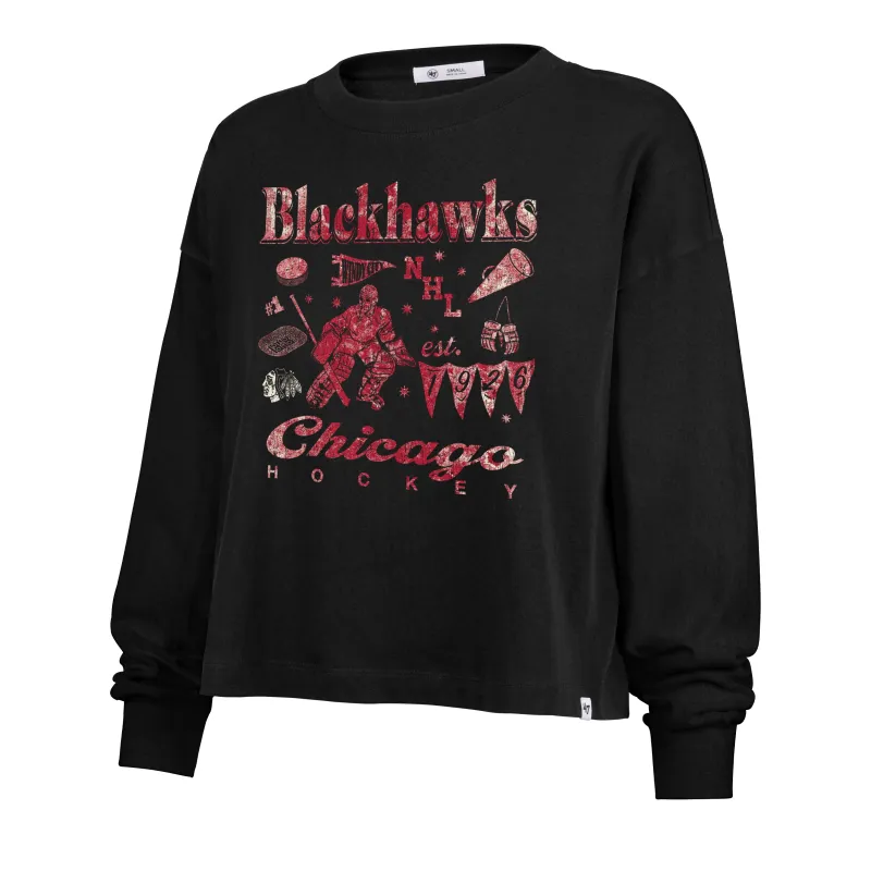CHICAGO BLACKHAWKS TEAM COLLAGE '47 SYDNEY LONG SLEEVE TEE WOMENS sold by 47