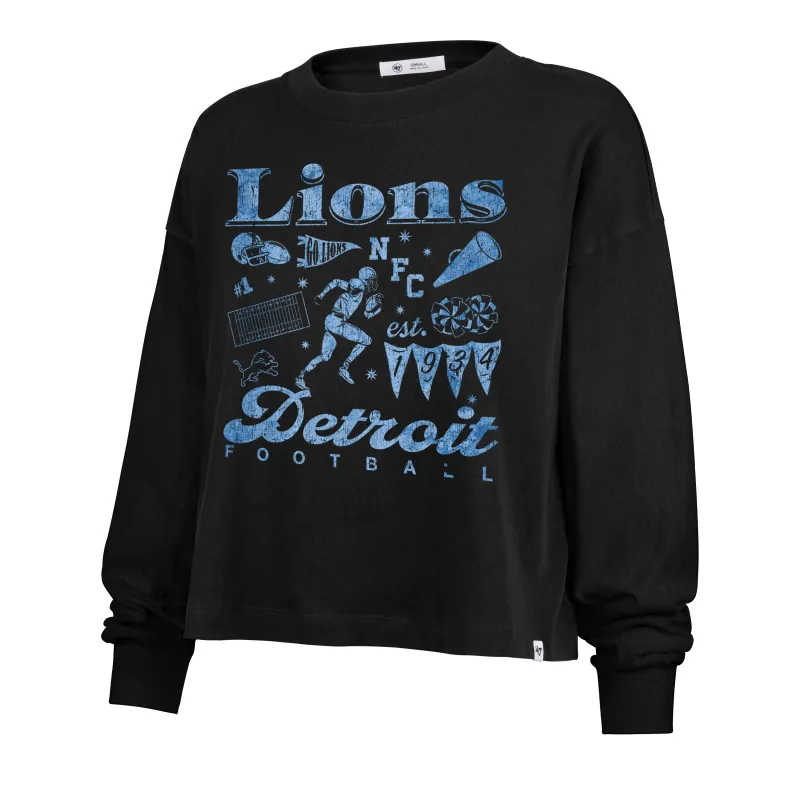 DETROIT LIONS TEAM COLLAGE '47 SYDNEY LONG SLEEVE TEE WOMENS made by 47