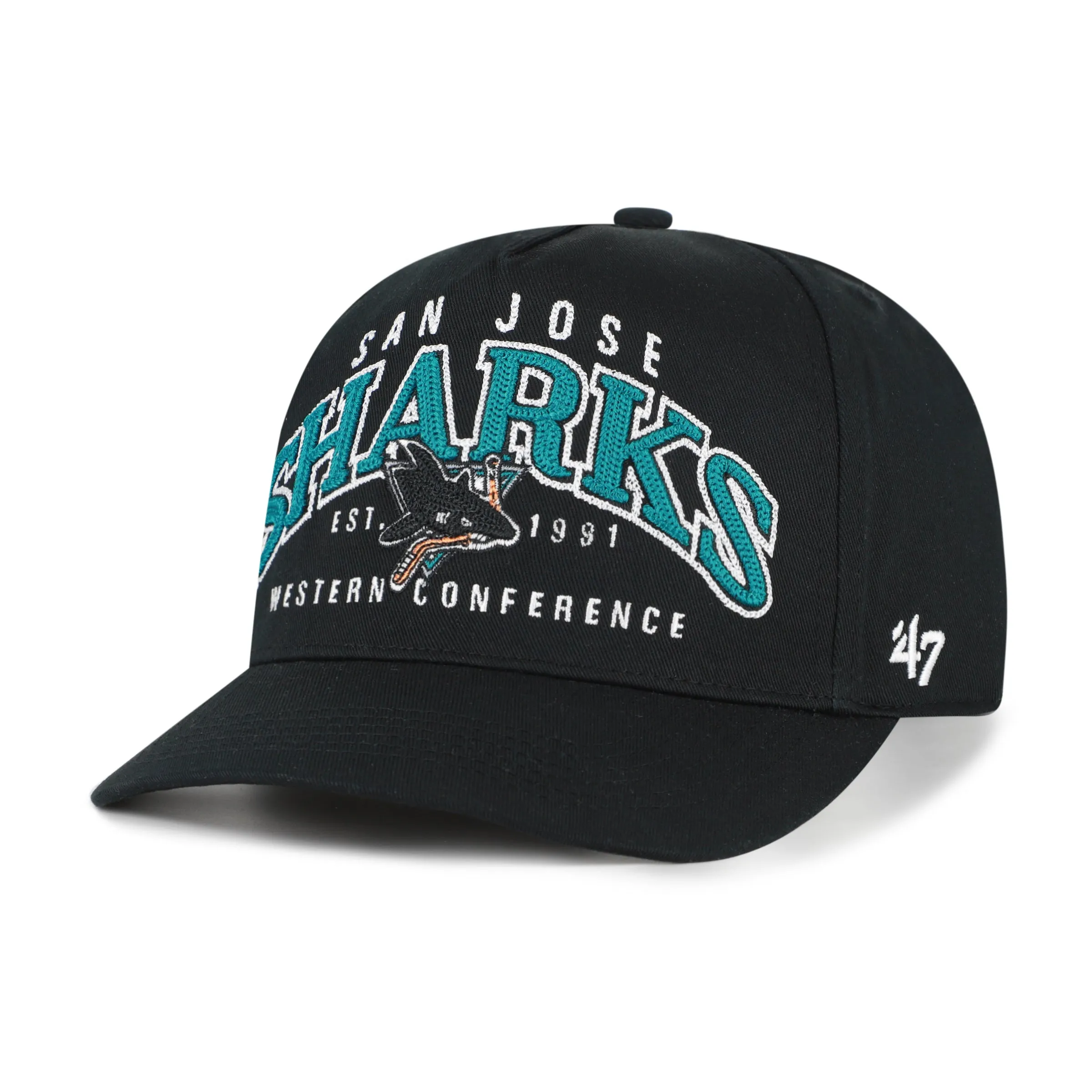 SAN JOSE SHARKS VINTAGE SMALL BACK SHIELD '47 HITCH sold by 47