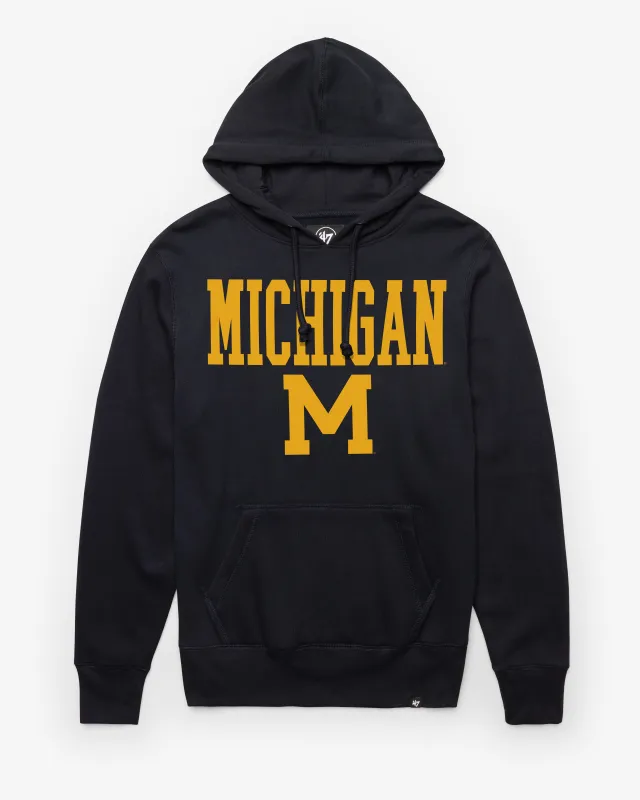MICHIGAN WOLVERINES VINTAGE STRAIGHT BLOCK '47 HEADLINE HOOD made by 47