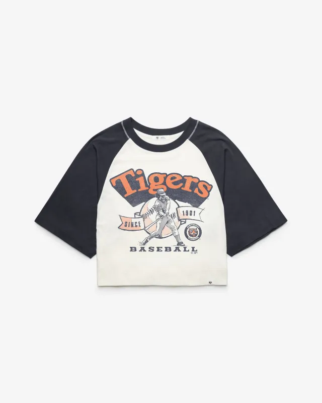 DETROIT TIGERS COOPERSTOWN INFIELD SHIFT '47 RAGLAN CROP TEE WOMENS made by 47