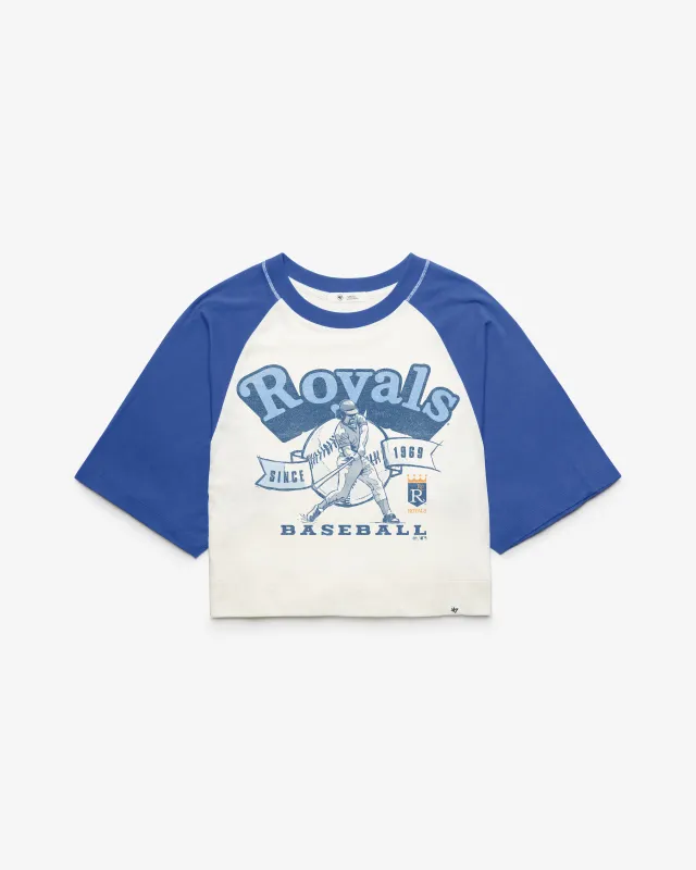 KANSAS CITY ROYALS COOPERSTOWN INFIELD SHIFT '47 RAGLAN CROP TEE WOMENS made by 47