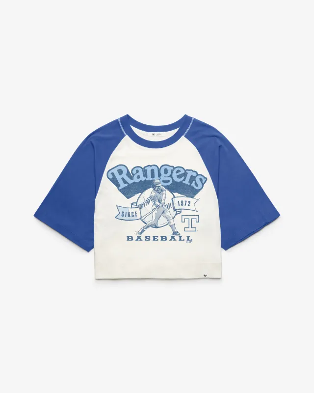 TEXAS RANGERS COOPERSTOWN INFIELD SHIFT '47 RAGLAN CROP TEE WOMENS made by 47