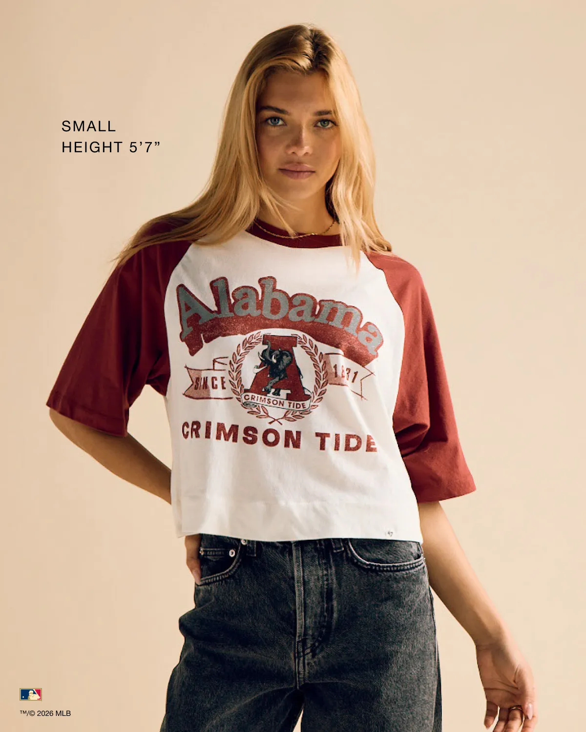 ALABAMA CRIMSON TIDE VINTAGE INFIELD SHIFT '47 RAGLAN CROP TEE WOMENS sold by 47 product image thumbnail 3