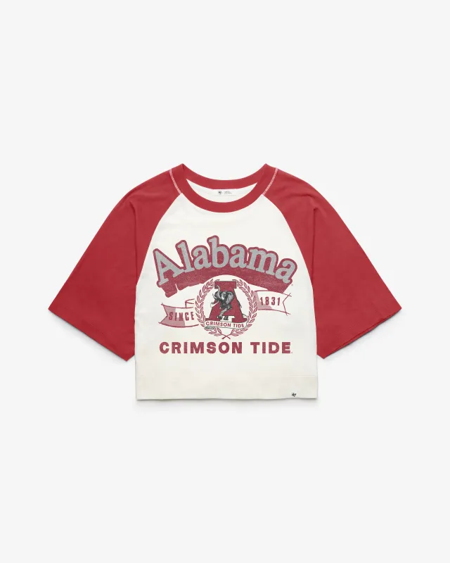 ALABAMA CRIMSON TIDE VINTAGE INFIELD SHIFT '47 RAGLAN CROP TEE WOMENS made by 47