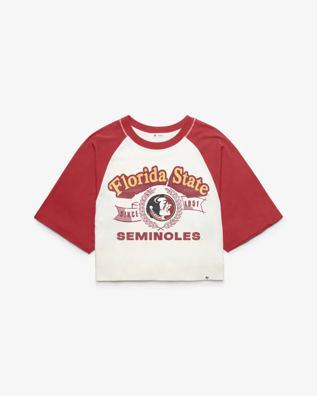 FLORIDA STATE SEMINOLES VINTAGE INFIELD SHIFT '47 RAGLAN CROP TEE WOMENS made by 47