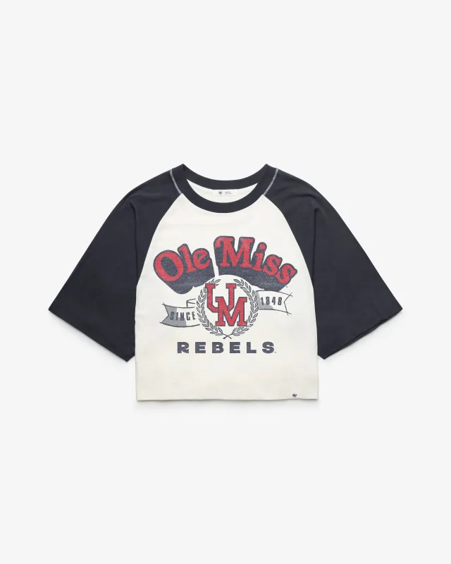 MISSISSIPPI REBELS VINTAGE INFIELD SHIFT '47 RAGLAN CROP TEE WOMENS made by 47