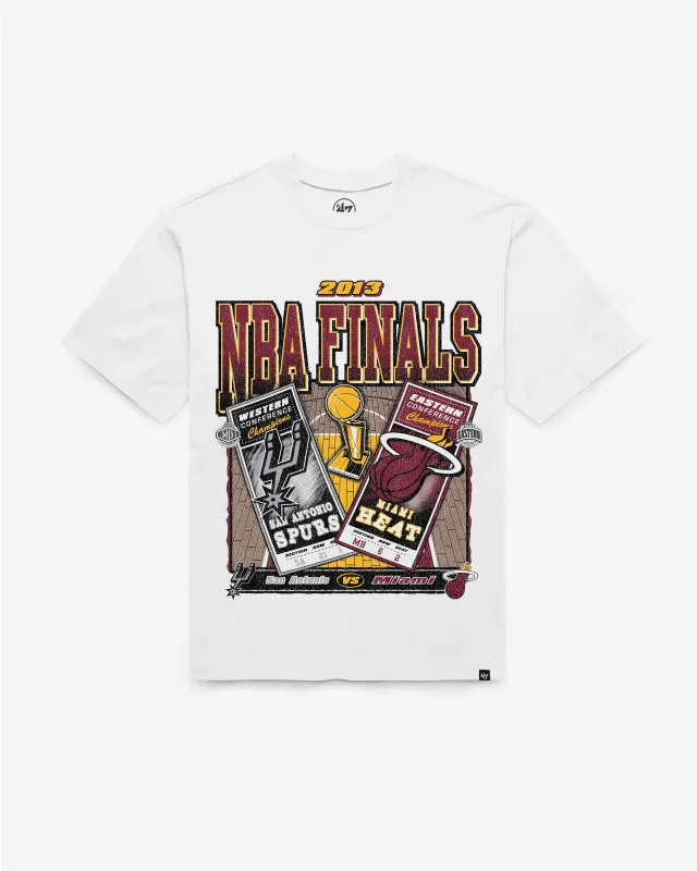 SAN ANTONIO SPURS VS. MIAMI HEAT NBA FINALS DUELING COURT MATCHUP '47 FOUNDATION TEE made by 47