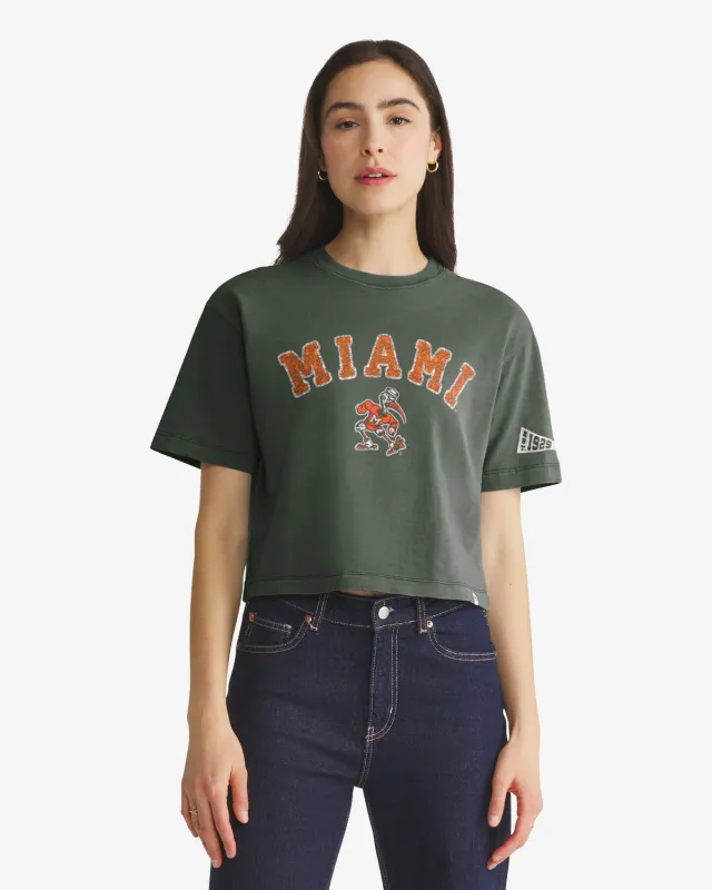 MIAMI HURRICANES VINTAGE ELMORE WELL WORN '47 HEAVY SLUB TEE WOMENS made by 47