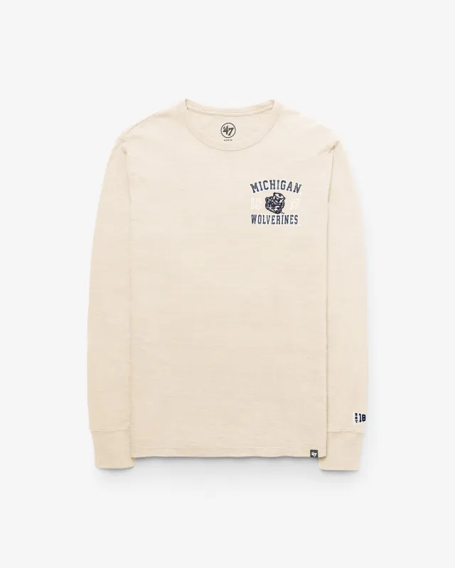 MICHIGAN WOLVERINES VINTAGE EGREMONT WELL WORN '47 HEAVY SLUB LONG SLEEVE TEE made by 47