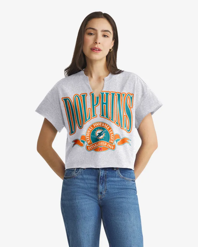MIAMI DOLPHINS BANNERS OUT '47 OVERSIZED NOTCH NECK TEE WOMENS made by 47