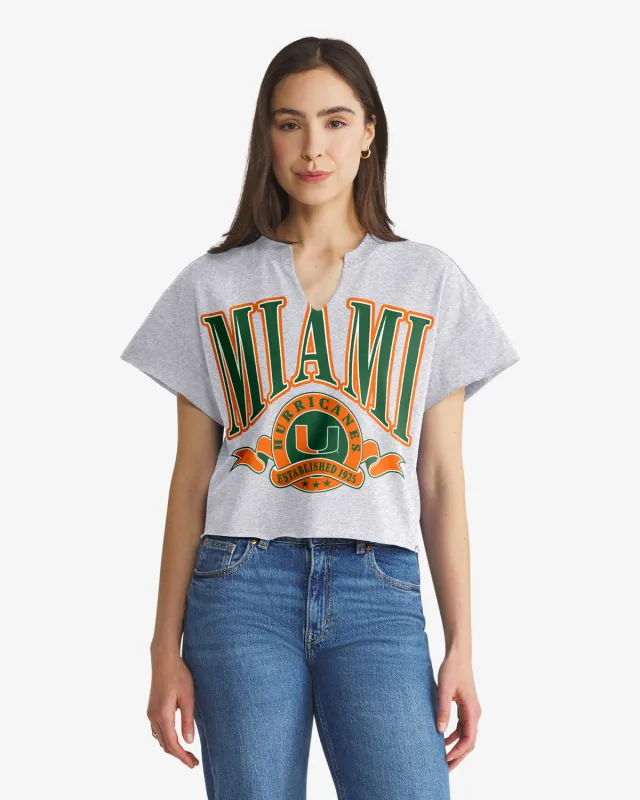 MIAMI HURRICANES BANNERS OUT '47 OVERSIZED NOTCH NECK TEE WOMENS made by 47