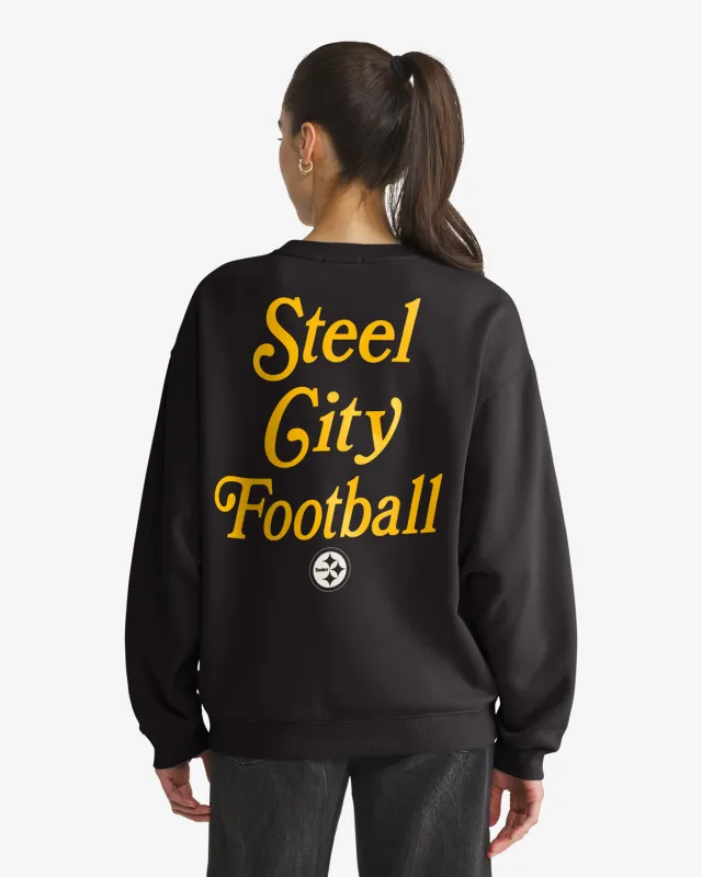 PITTSBURGH STEELERS SHOUT IT OUT '47 OVERSIZED CREW WOMENS made by 47