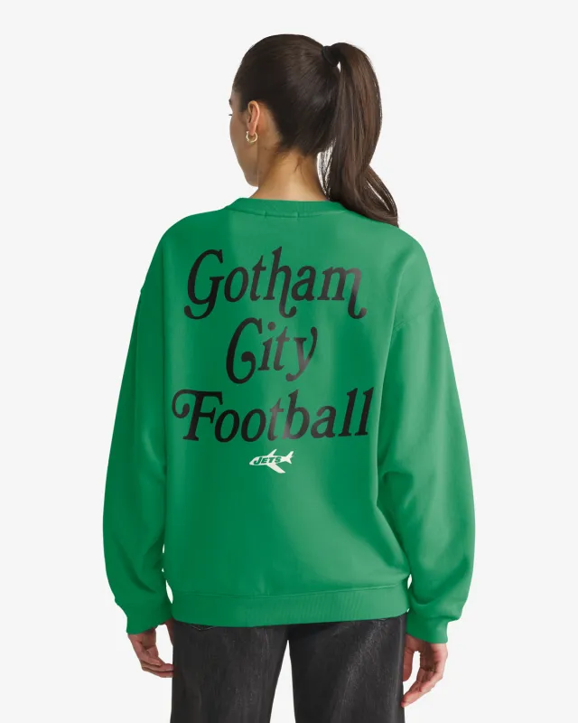 NEW YORK JETS HISTORIC SHOUT IT OUT '47 OVERSIZED CREW WOMENS made by 47