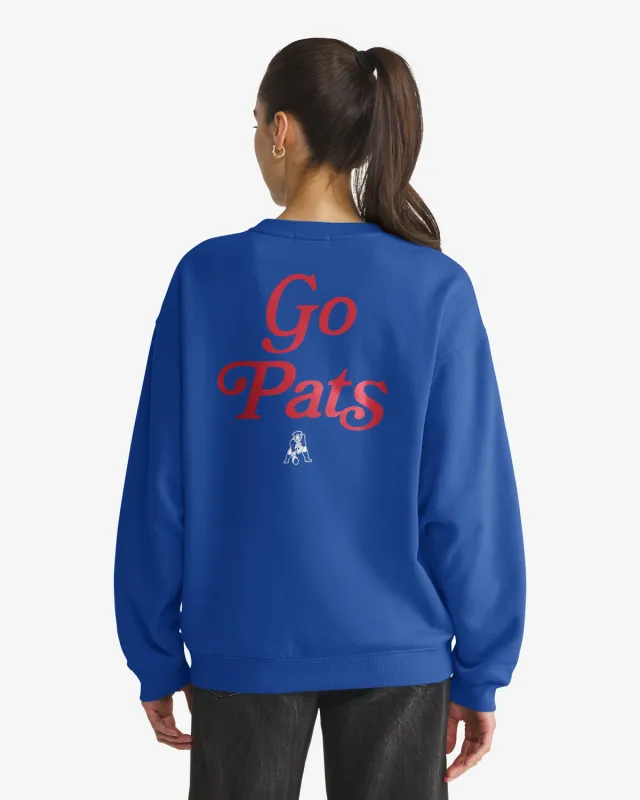 NEW ENGLAND PATRIOTS HISTORIC SHOUT IT OUT '47 OVERSIZED CREW WOMENS made by 47