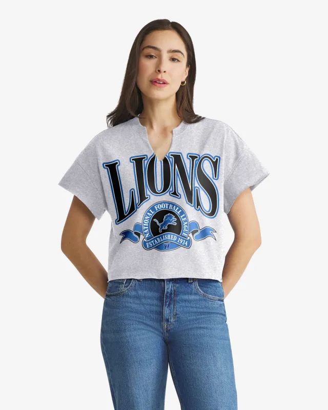 DETROIT LIONS BANNERS OUT '47 OVERSIZED NOTCH NECK TEE WOMENS made by 47