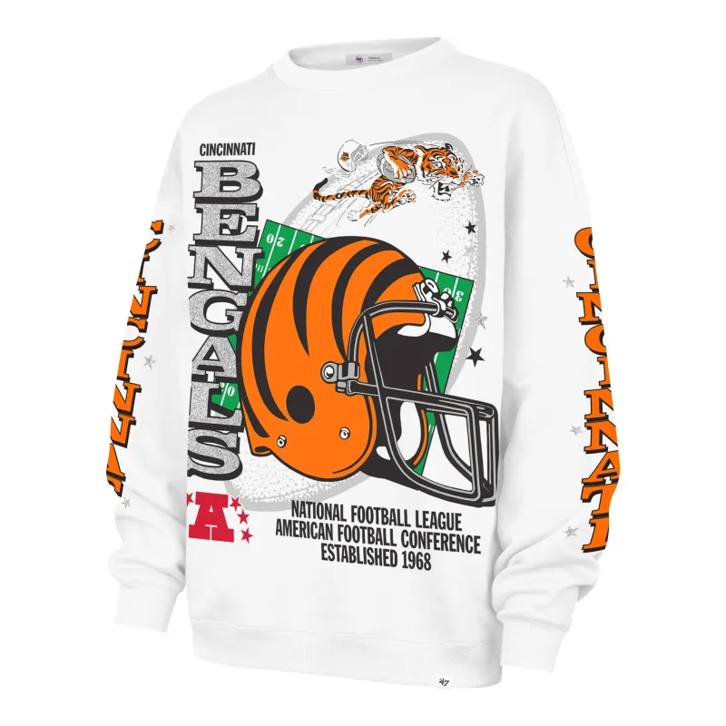 CINCINNATI BENGALS HISTORIC THUNDEROUS '47 WOMEN'S OVERSIZED CREW made by 47