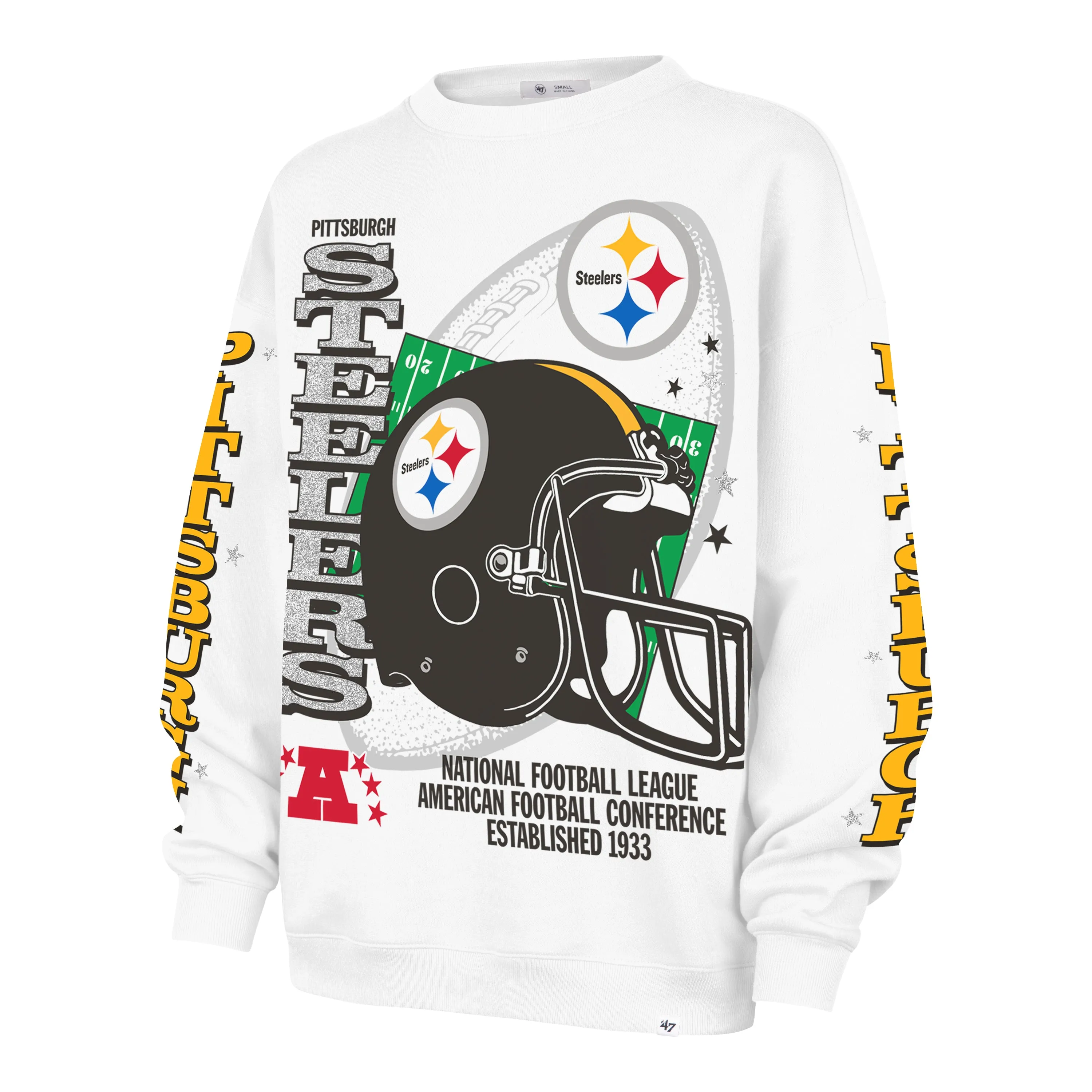 PITTSBURGH STEELERS HISTORIC THUNDEROUS '47 WOMEN'S OVERSIZED CREW sold by 47