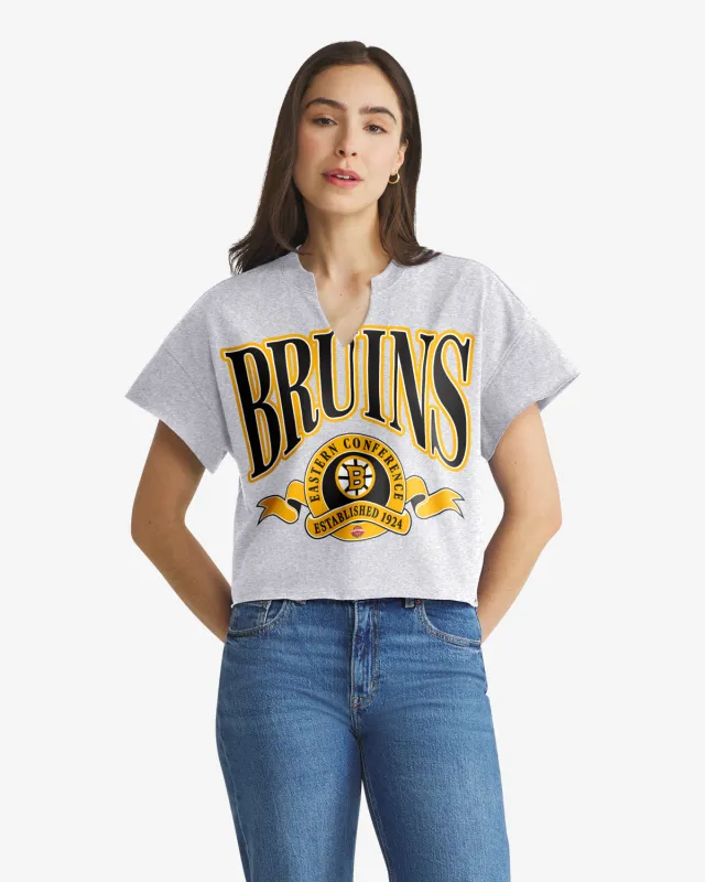 BOSTON BRUINS BANNERS OUT '47 WOMEN'S OVERSIZED NOTCH NECK TEE made by 47