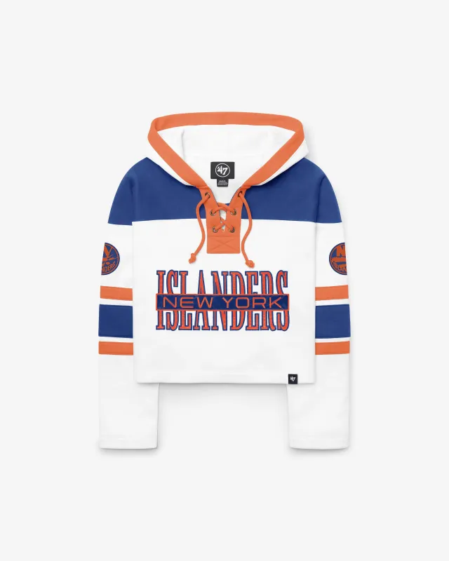 NEW YORK ISLANDERS CUT THRU CROPPED '47 WOMEN'S SUPERIOR LACER HOOD made by 47