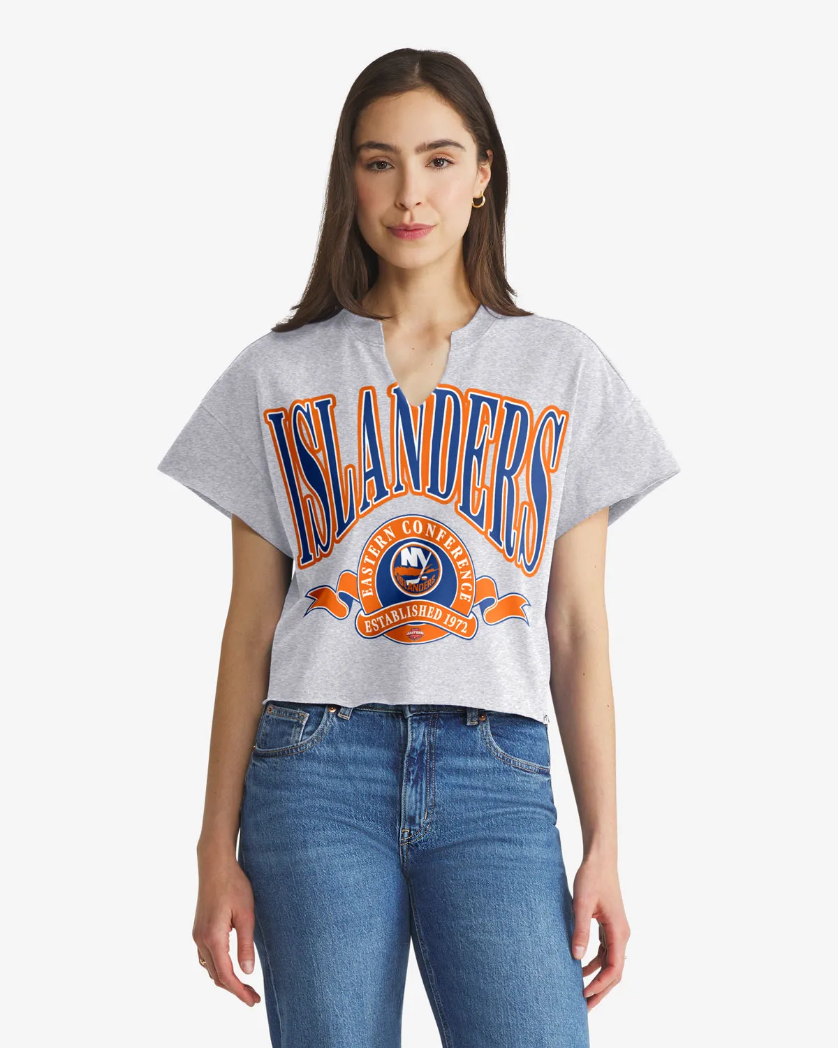 NEW YORK ISLANDERS BANNERS OUT '47 WOMEN'S OVERSIZED NOTCH NECK TEE sold by 47