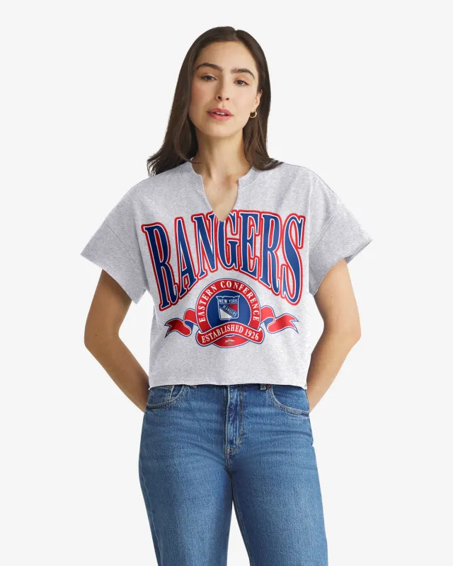 NEW YORK RANGERS BANNERS OUT '47 WOMEN'S OVERSIZED NOTCH NECK TEE made by 47