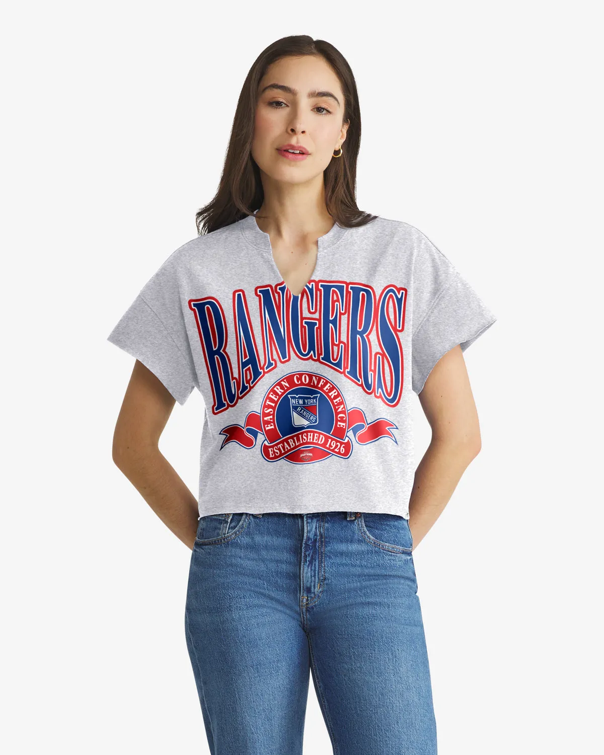 NEW YORK RANGERS BANNERS OUT '47 WOMEN'S OVERSIZED NOTCH NECK TEE sold by 47