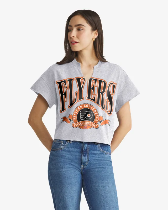 PHILADELPHIA FLYERS BANNERS OUT '47 WOMEN'S OVERSIZED NOTCH NECK TEE made by 47