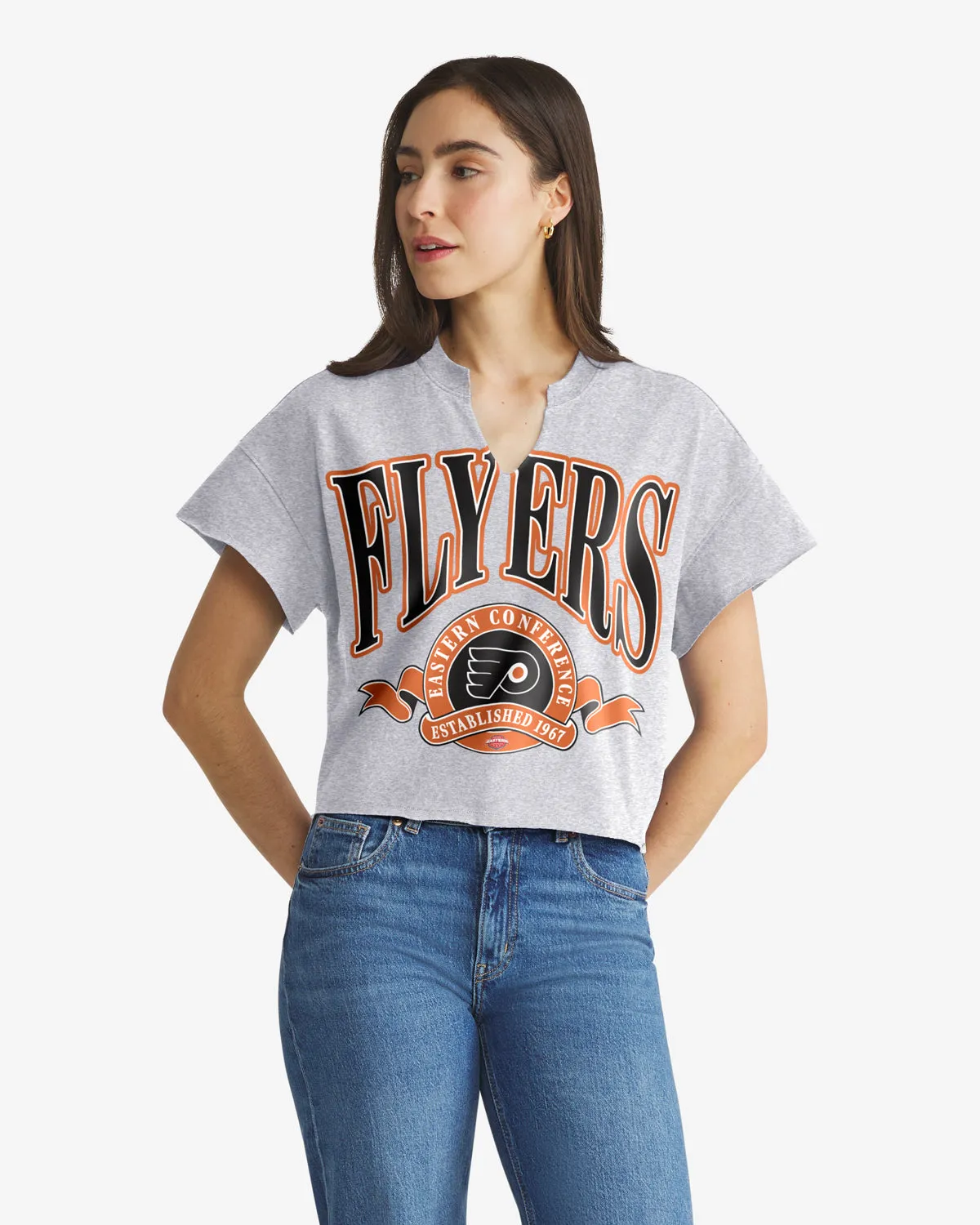 PHILADELPHIA FLYERS BANNERS OUT '47 WOMEN'S OVERSIZED NOTCH NECK TEE sold by 47