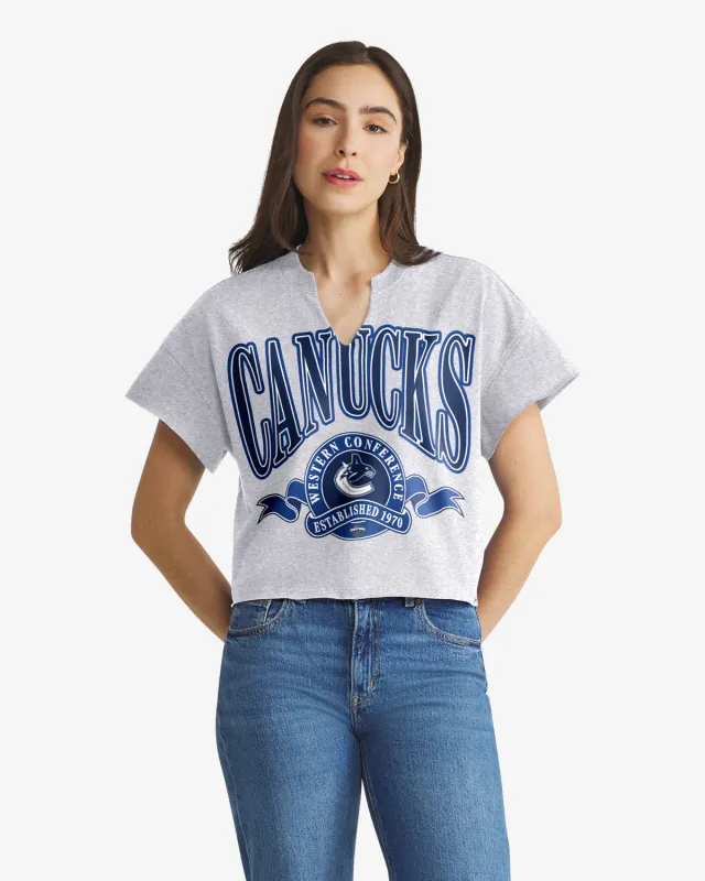 VANCOUVER CANUCKS BANNERS OUT '47 WOMEN'S OVERSIZED NOTCH NECK TEE made by 47