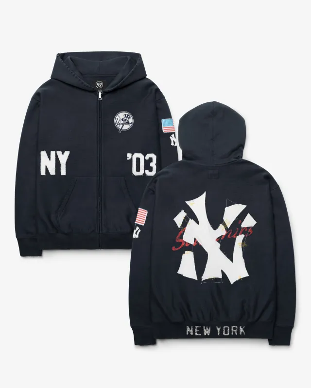 NEW YORK YANKEES COOPERSTOWN FIRST NINE DISTRESSED '47 FULL ZIP HOOD made by 47