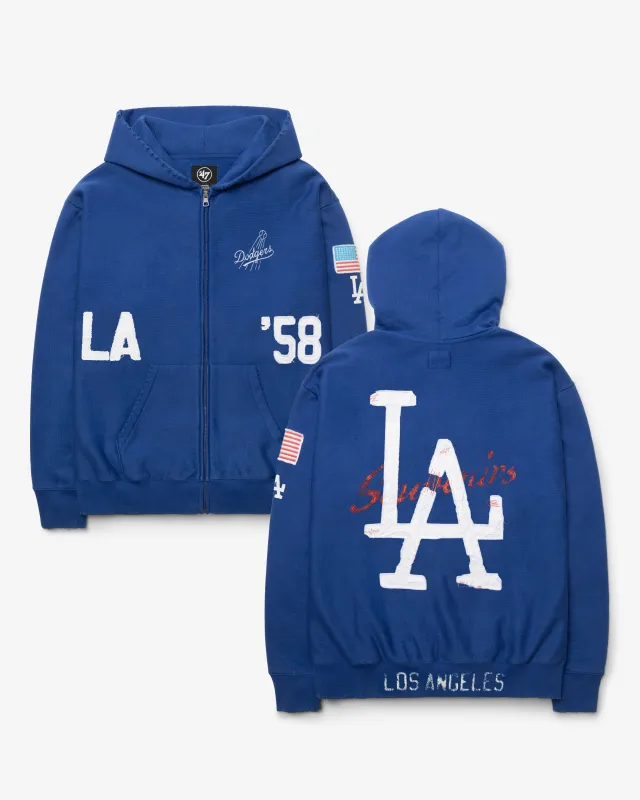 LOS ANGELES DODGERS COOPERSTOWN FIRST NINE DISTRESSED '47 FULL ZIP HOOD made by 47