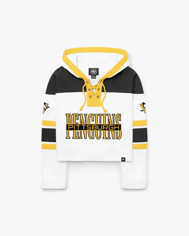 PITTSBURGH PENGUINS CUT THRU CROPPED '47 WOMEN'S SUPERIOR LACER HOOD made by 47