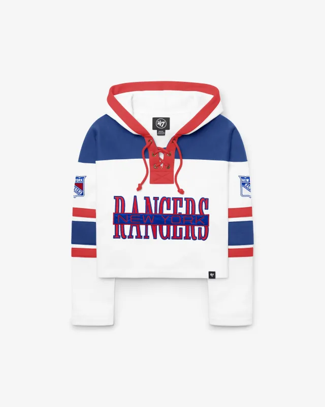 NEW YORK RANGERS CUT THRU CROPPED '47 WOMEN'S SUPERIOR LACER HOOD made by 47