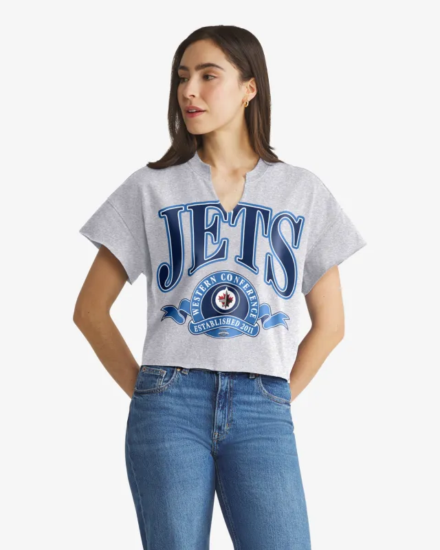 WINNIPEG JETS BANNERS OUT '47 WOMEN'S OVERSIZED NOTCH NECK TEE made by 47