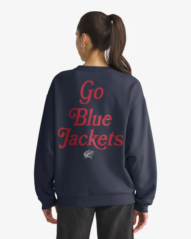 COLUMBUS BLUE JACKETS SHOUT IT OUT '47 WOMEN'S OVERSIZED CREW made by 47