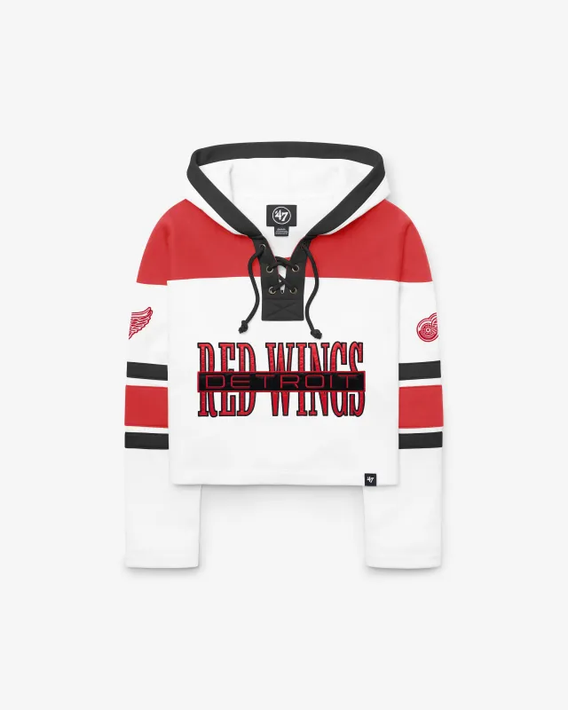 DETROIT RED WINGS CUT THRU CROPPED '47 WOMEN'S SUPERIOR LACER HOOD made by 47