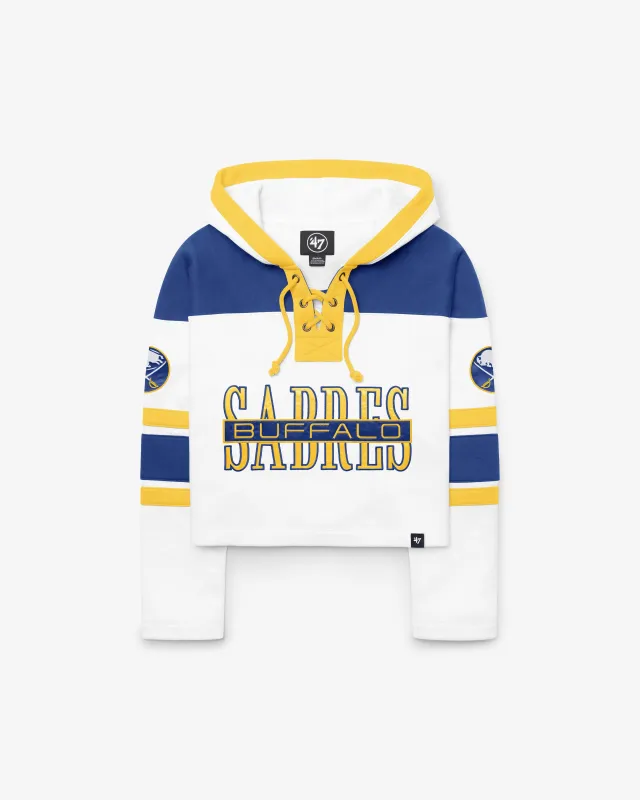 BUFFALO SABRES CUT THRU CROPPED '47 WOMEN'S SUPERIOR LACER HOOD made by 47