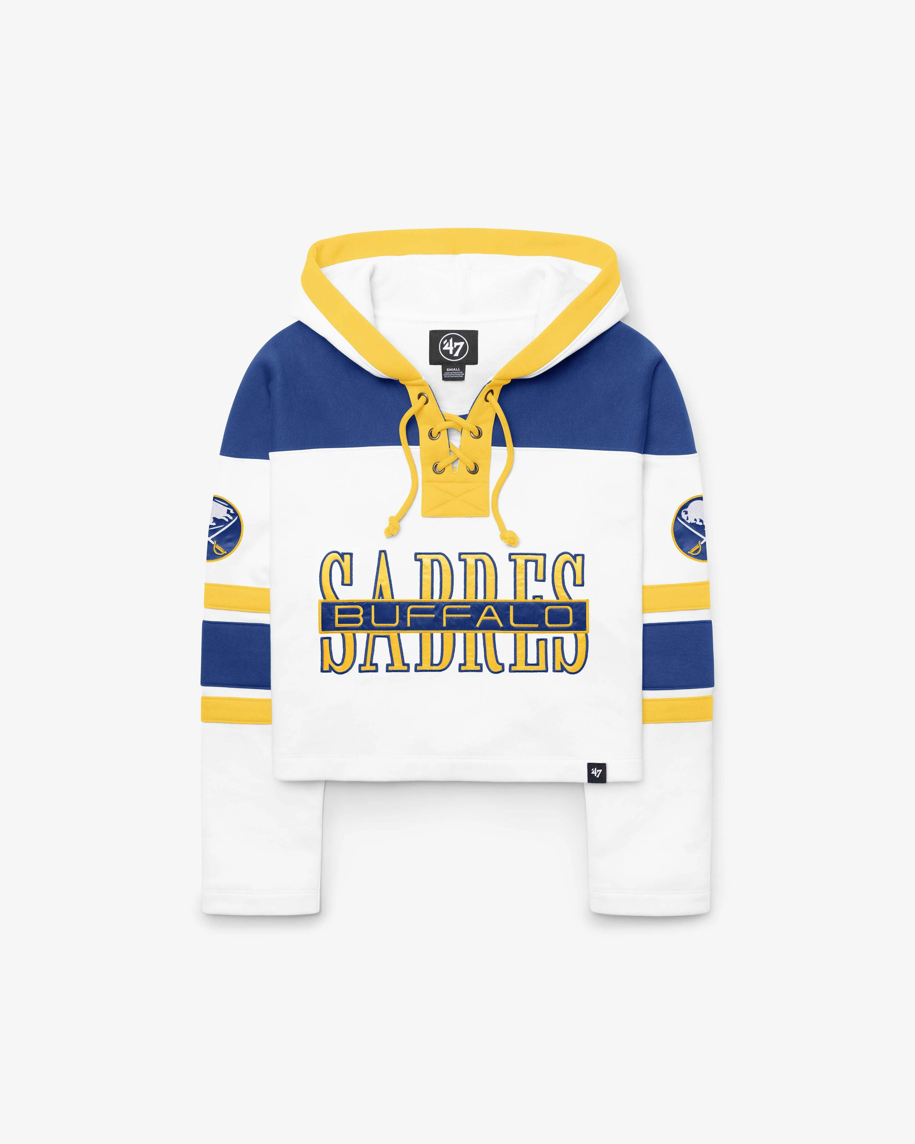 BUFFALO SABRES CUT THRU CROPPED '47 WOMEN'S SUPERIOR LACER HOOD sold by 47
